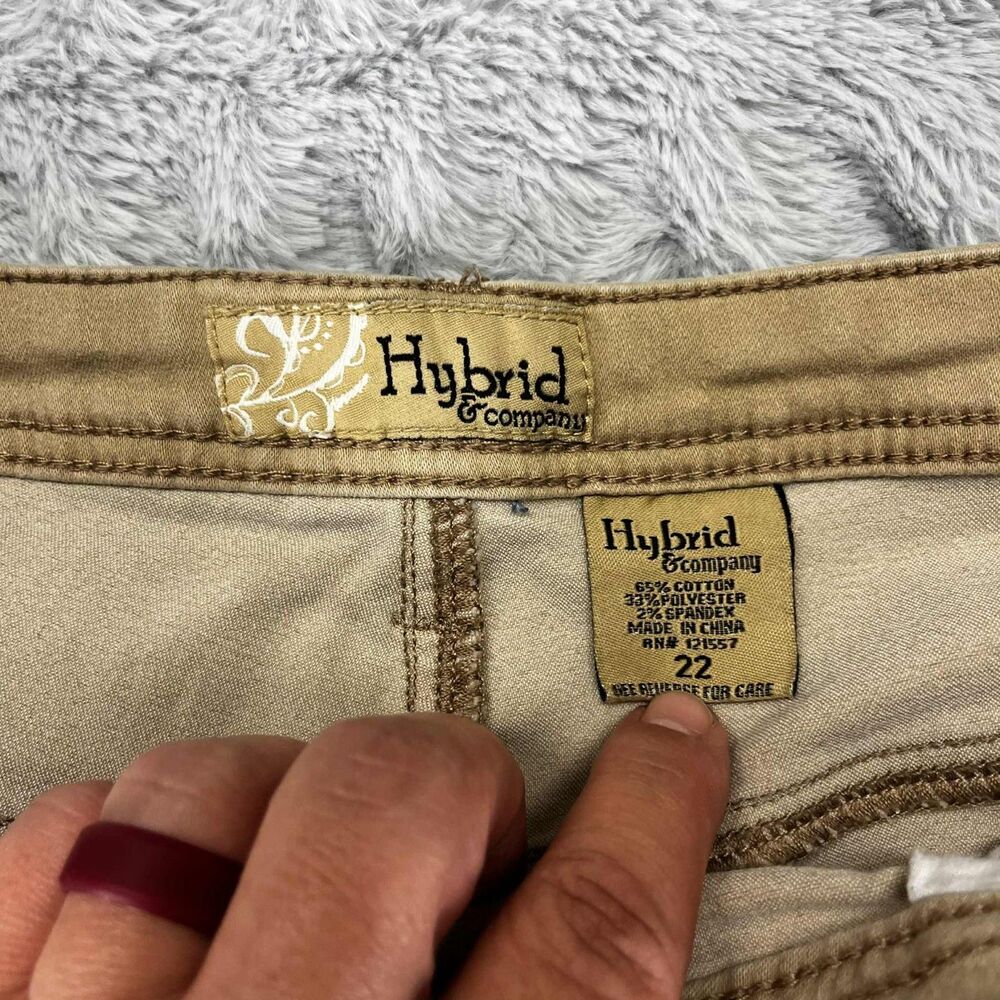 Hybrid & Company Pants Women 22 Bootcut Stretch Khaki Tan Cotton Blend Casual - Picture 4 of 8